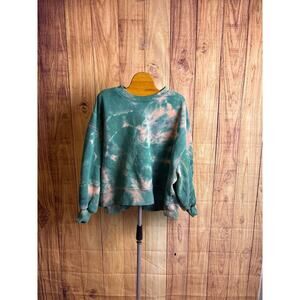 Boutique Rough Tumble tie-dyed cropped, boxy pullover sweatshirt women's size L